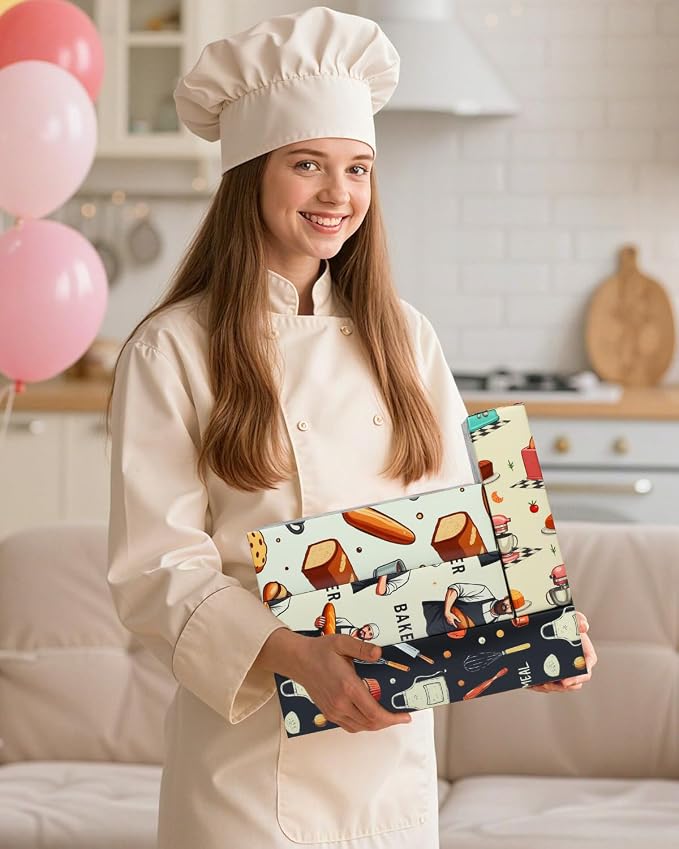 Pineraap 12 Sheets Baking Theme Wrapping Paper, Cute Baker Design Gift Wrap - Image 7