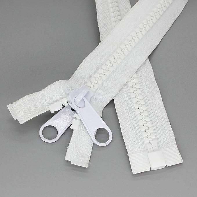 Leekayer #10 Heavy Duty Zippers Separating Large Plastic Zippers White Tape - Image 2