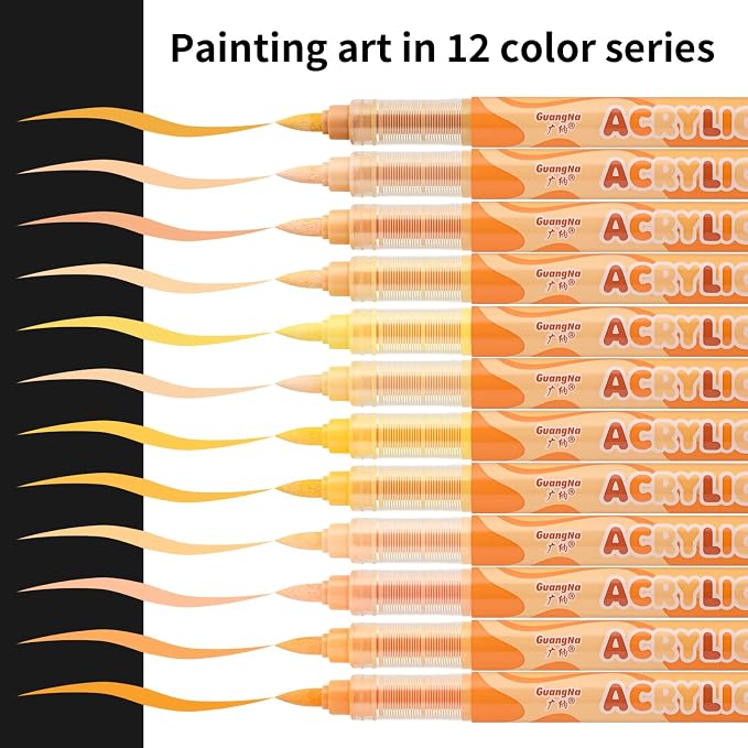 Guangna Acrylic Paint Markers 12 Colors, Skin Tone Series Set - Image 2