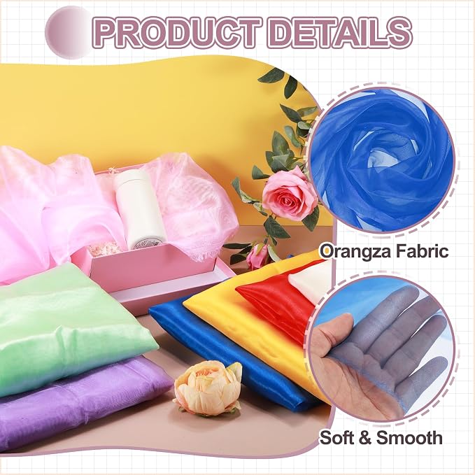 MECCANIXITY Iridescent Sheer Organza Fabric, 2 Yards x 59 Inches Solid - Image 3