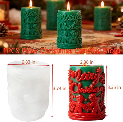 1PCS Christmas Candle Mold, Pillar Snowman Christmas Resin Silicone Molds Kit - Image 2