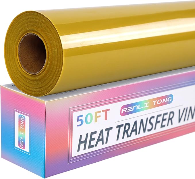 RENLITONG Gold HTV Iron on Vinyl 12Inch by 50ft Roll by RENLITONG