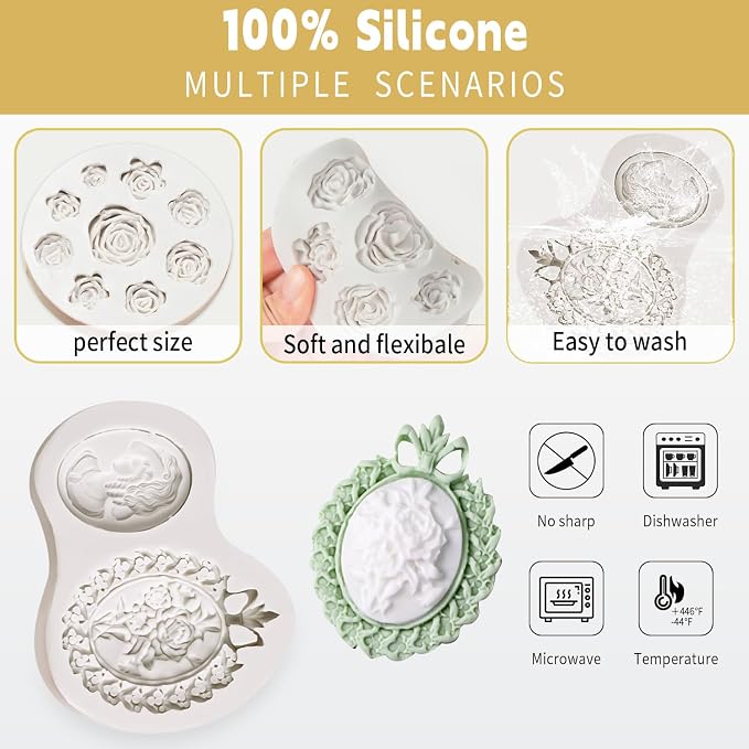 Growtail Vintage Frame Fondant Silicone Molds - Image 3