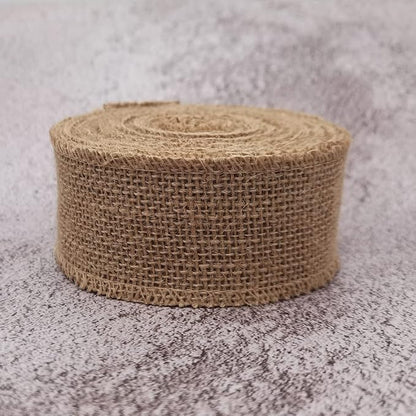 INSPIRELLE 2" Natural Burlap Fabric Roll 10 Yards Jute Ribbon - Image 2