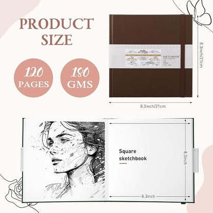 Moinchore Back to School Gifts Square Sketchbook 8 x 8 Inch Hardcover Art - Image 2