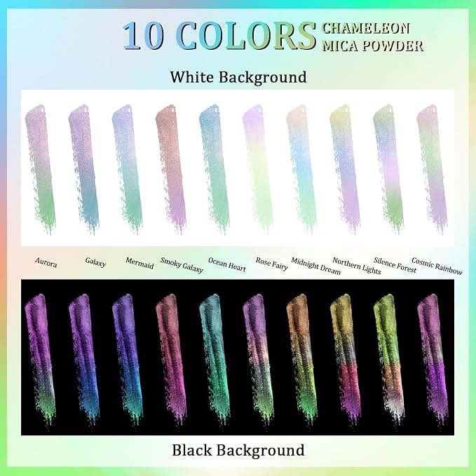 Matio Chameleon Mica Powder, 10 * 5g White Chrome Powder, Pearlescent Effect - Image 2