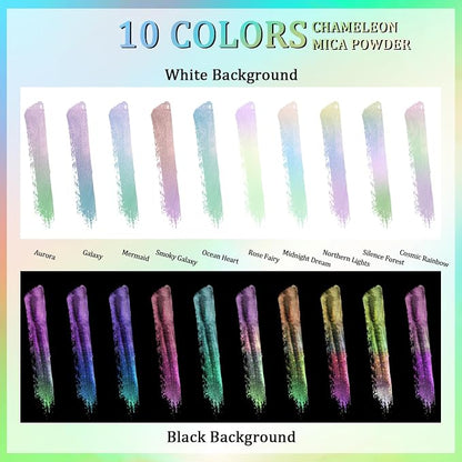 Matio Chameleon Mica Powder, 10 * 5g White Chrome Powder, Pearlescent Effect - Image 2