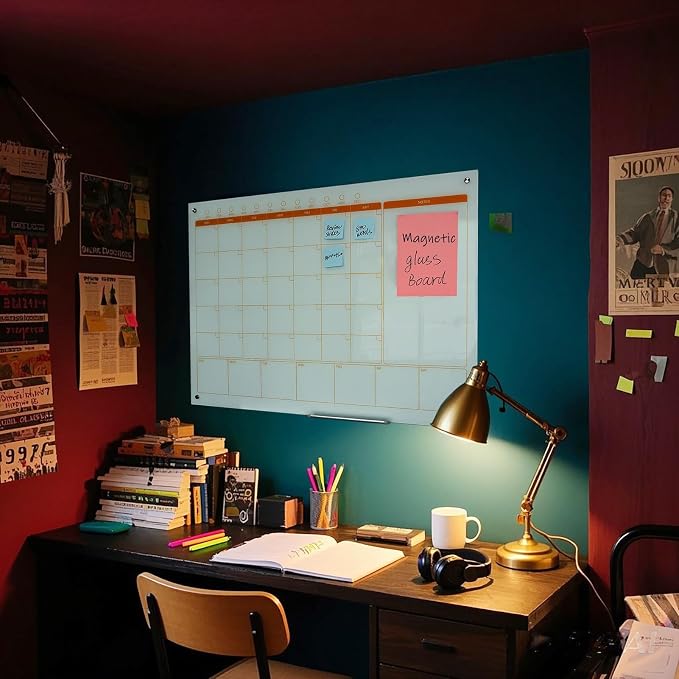 Magnetic Glass Whiteboard Calendar 48"x36" Glass Dry Erase Calender Board - Image 6
