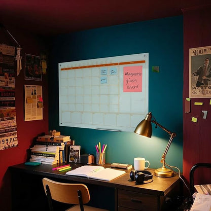 Magnetic Glass Whiteboard Calendar 48"x36" Glass Dry Erase Calender Board - Image 6