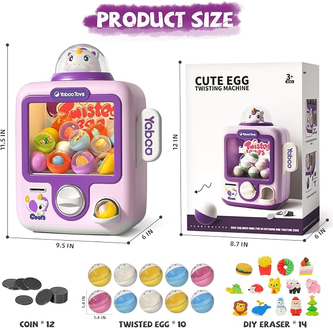 34 Pcs Claw Machine for Kids 3-12, Unicorns Gachapon Machine Toys for Girls 3 4 - Image 6