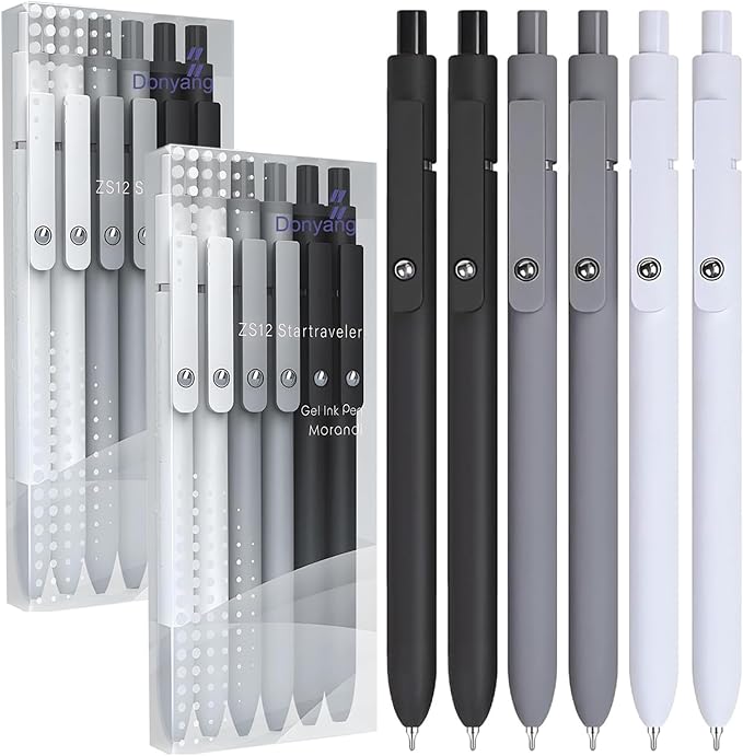 12PCS Gel Pens Black Ink Fine Point Pens by Donyang