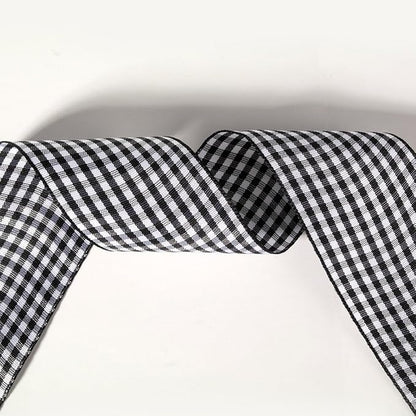 1.5 Inch Black and White Woven Edge Gingham Ribbon 25 Yards Each Roll 100% - Image 6