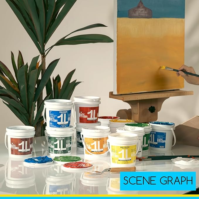 MEEDEN Light Azo Yellow Acrylic Paint: 1 L /33.8 oz Heavy Body Gloss Non-Toxic - Image 7