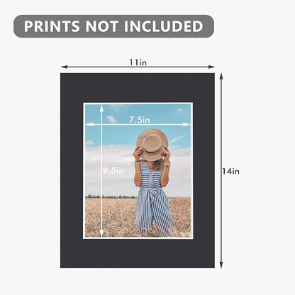 10 Pack Pre-Cut 11 x 14 Black Picture Mats - Image 3