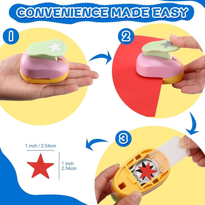 Harloon 10 Pcs Craft Hole Punch Shapes 1 Inch Paper Punch Hole Mix Shapes - Image 3