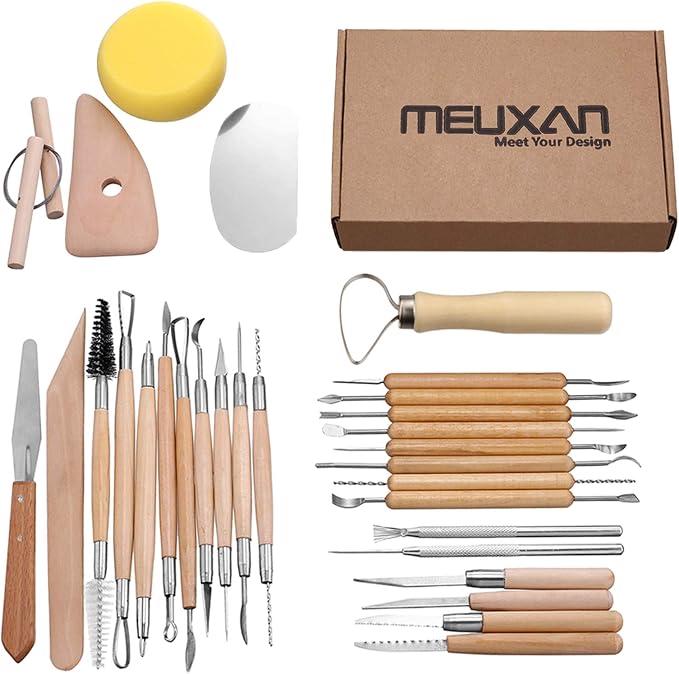 Meuxan 30PCS Pottery Tools Clay Sculpting Tool Set by Meuxan