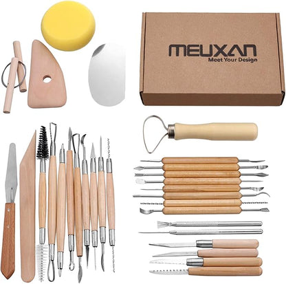 Meuxan 30PCS Pottery Tools Clay Sculpting Tool Set by Meuxan