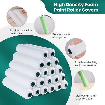 Foam Paint Roller, 20 Pack, 6 Inch Mini Paint Roller Covers, High Density Foam - Image 4