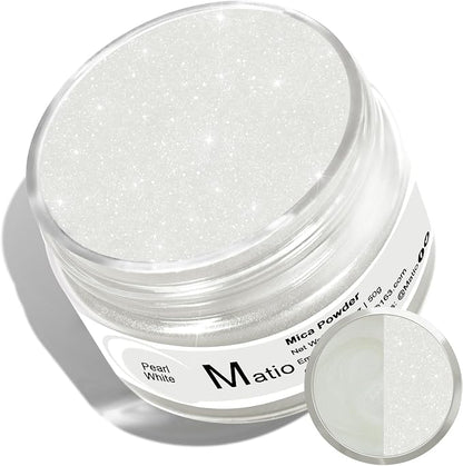 Matio Mica Powder, 1.8oz/ 50g Diamond White Pearlescent Effect Mica Powder by Matio
