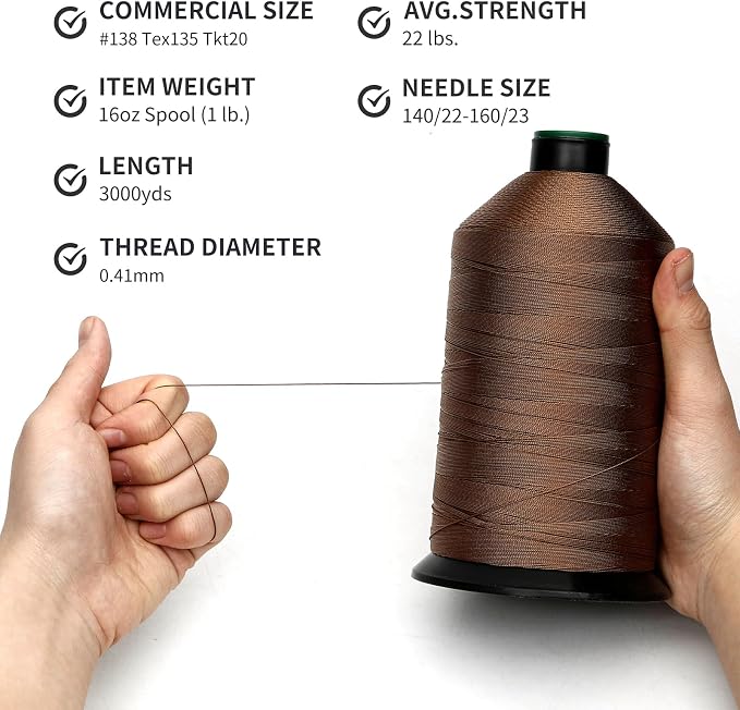 Extra Strong Bonded Nylon Thread #138 Tex135 – 16 OZ, Versatile Stitching - Image 3