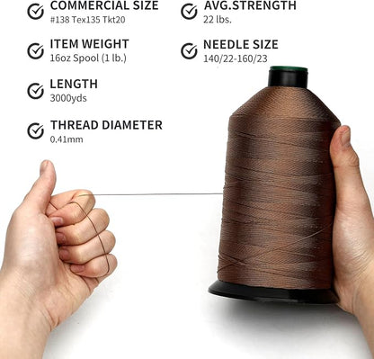 Extra Strong Bonded Nylon Thread #138 Tex135 – 16 OZ, Versatile Stitching - Image 3