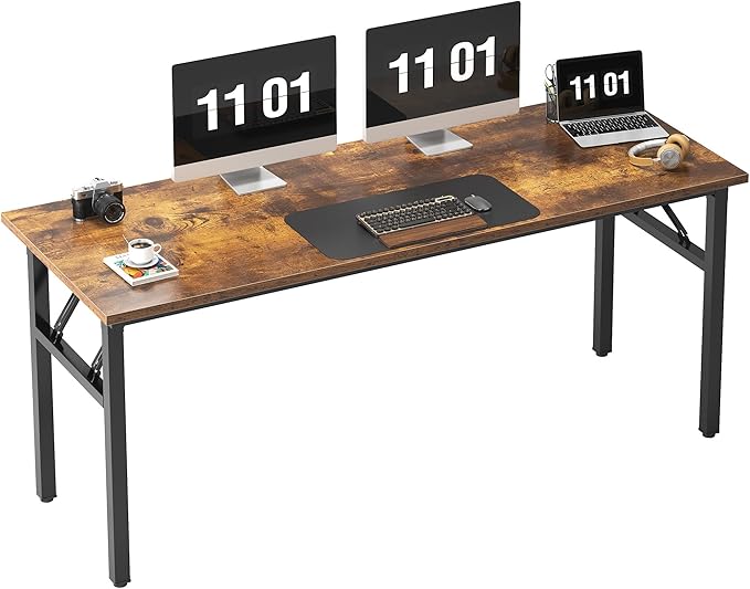 Need Large Computer Desk, 62 inches Long Office Desk, No Install Needed Folding by Need