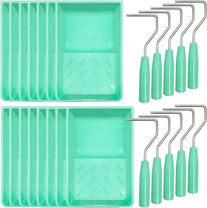 4 Inch Paint Tray, 25 Pack Plastic Paint Tray Kit, Heavy Duty Paint Roller Tray by Hubaow