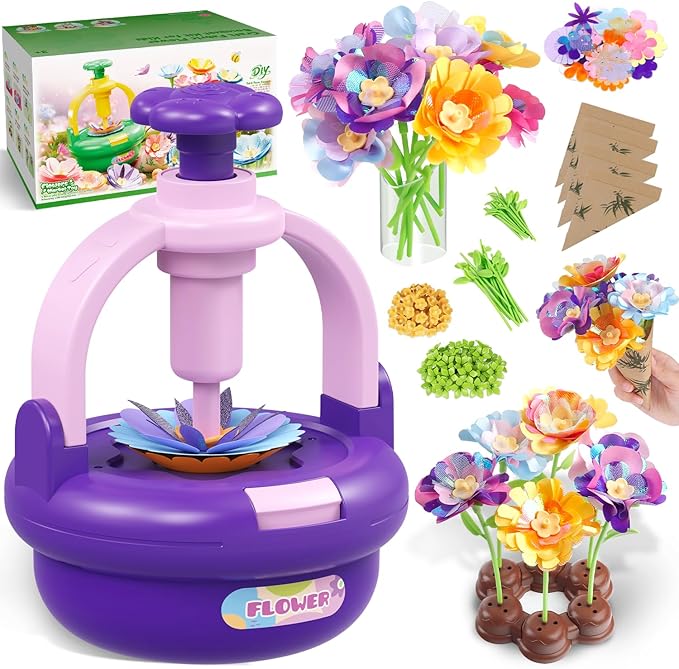 Arts and Crafts Kit for Kids Ages 4-8, Flower Bouquet Toys, DIY Flower Market by Tingingyuli