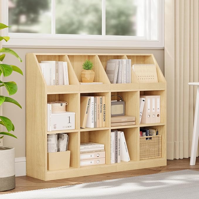 12-Cube Wooden Storage Bookcase by NELYE