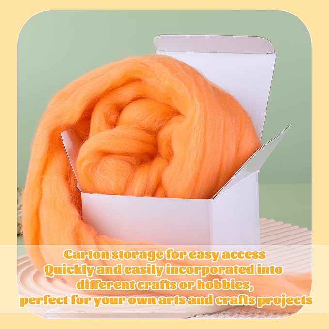 3.53oz Wool Roving Yarn, Wool Felting Supplies, Pure Wools, Chunky Yarn - Image 8