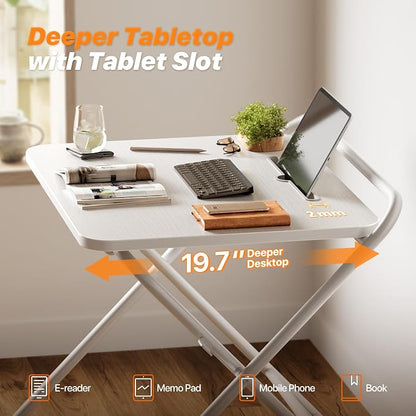 Huuger Folding Desk with 3-Level Adjustable Height and Tablet Slot, 24 Inch - Image 8