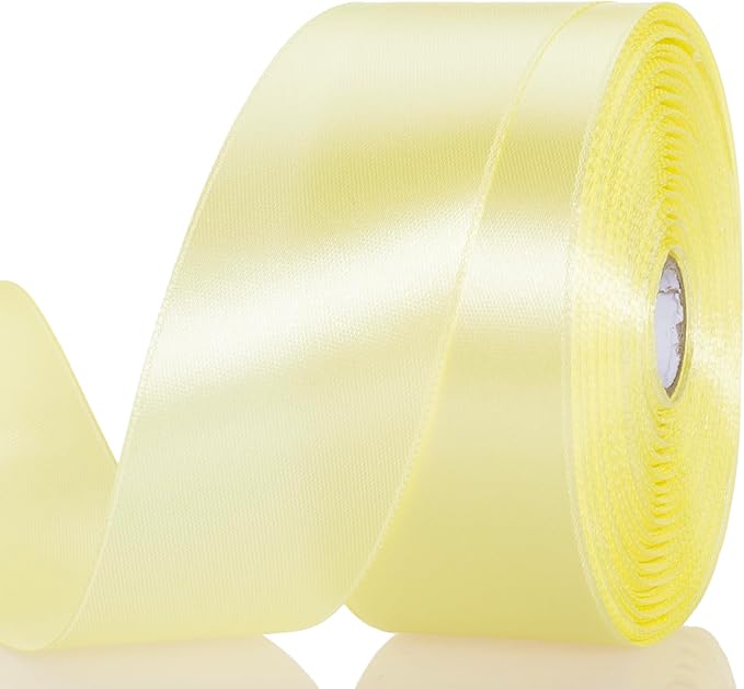 1 1/2 Inch Baby Maize Solid Satin Ribbon, 50 Yards Craft Fabric Ribbon by YASEO