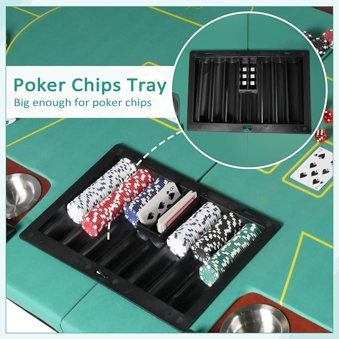 Upgrade 84" Folding Poker Table, 10 Players Oval Card Table - Image 6