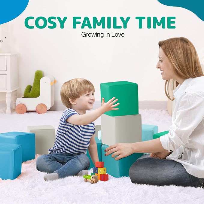 Foam Building Blocks for Kids: 12-Pieces PU Leather Colorful Foam Blocks - Image 7
