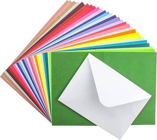 48 Pack Blank Folded Cards and Envelopes Colored Cards White Envelopes 5 x 7 by Livholic-Rosebluebell