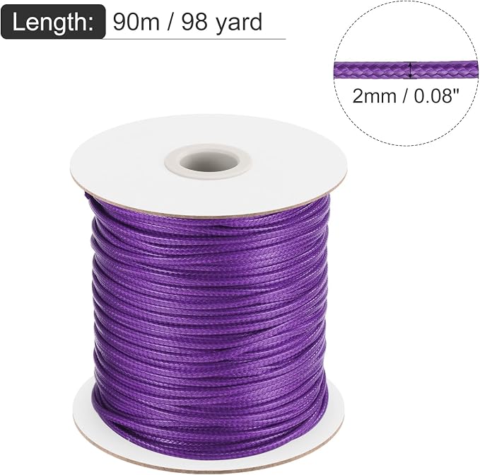 MECCANIXITY Waxed Polyester Cord 2mm 98 Yard Dark Purple - Image 2
