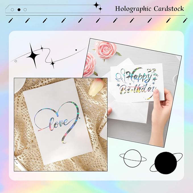 24 Sheets Holographic Cardstock 8.5 x 11in, 250gsm/92lb 6 Mixed Styles Metallic - Image 5