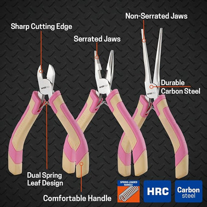 3 PCS Mini Pliers Set, Diagonal and Long Nose, Small Plier Tool - Image 3