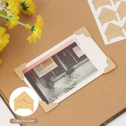 GOONAVI 15 Sheets 360 Pcs Cowhide Acid-Free Photo Corners Mounting Self Adhesive - Image 4