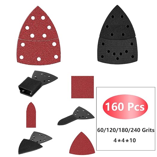 160pcs Detail Sander Sandpaper for Mouse Sander, 60 120 180 240 Grit Sanding - Image 5