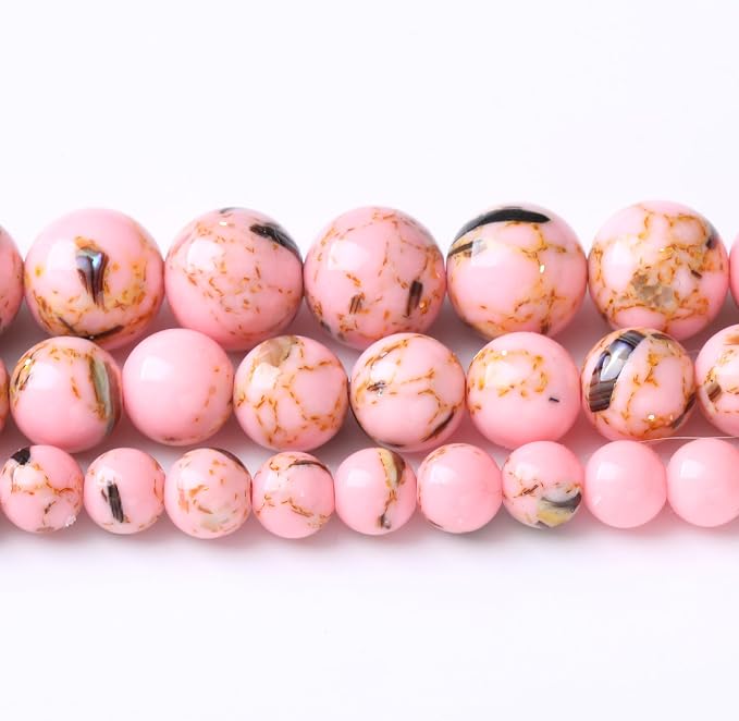 36PCS 10MM Pink Shell Turquoise Beads - Image 2