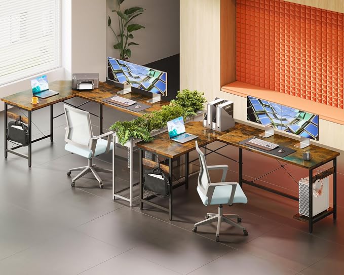 Coleshome 66" L Shaped Larger Gaming Desk, Corner Computer Desk, Sturdy Home - Image 4