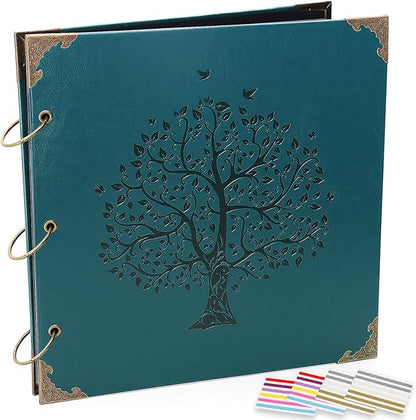 Photo Album DIY Scrapbook, 10x10 inch 50 Pages Vintage Leather Cover Three-Ring by ADVcer