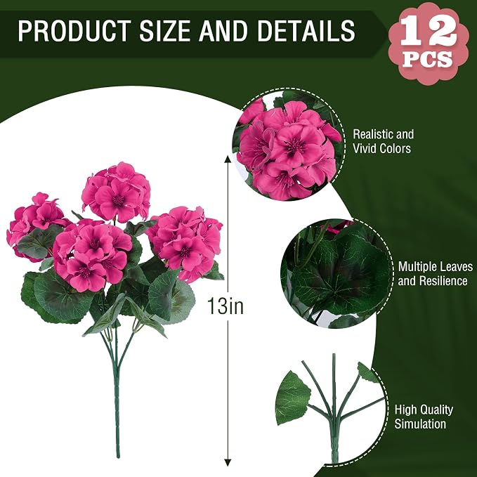 Hananona Artificial Geranium Flowers - Image 3