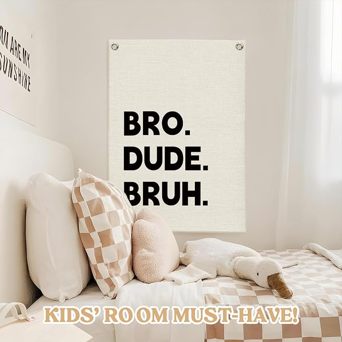 Boys Room Decor, Playroom Wall Decor, Bro Dude Bruh Wall Hanging Pennant Flag - Image 5