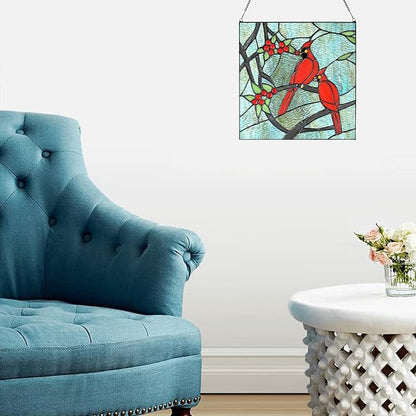 PA0008 Cardinal Stained Glass Window Panel- Tiffany Style Window Hanging- Red - Image 5