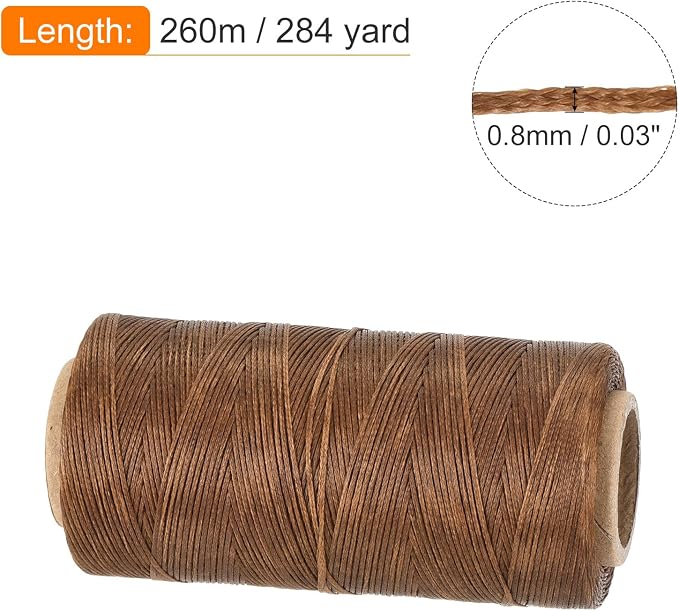 MECCANIXITY Waxed Thread, 284 Yard 0.8mm 150D Flat Wax Thread Polyester Waxed - Image 2