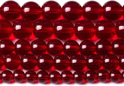 12mm Garnet Red Glass Crystal Beads Smooth Round Stone Beads by Unknown