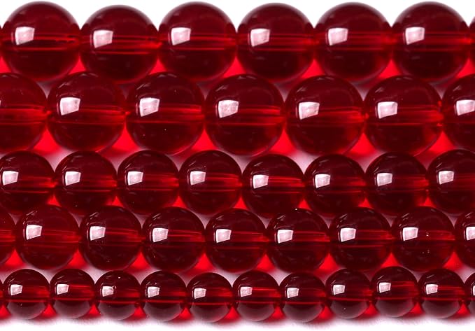 10mm Garnet Red Glass Crystal Beads Smooth Round Stone Beads by Unknown