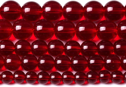 10mm Garnet Red Glass Crystal Beads Smooth Round Stone Beads by Unknown